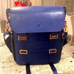 Paperclip Blue diaper backpack or shoulder bag converts to changing pad